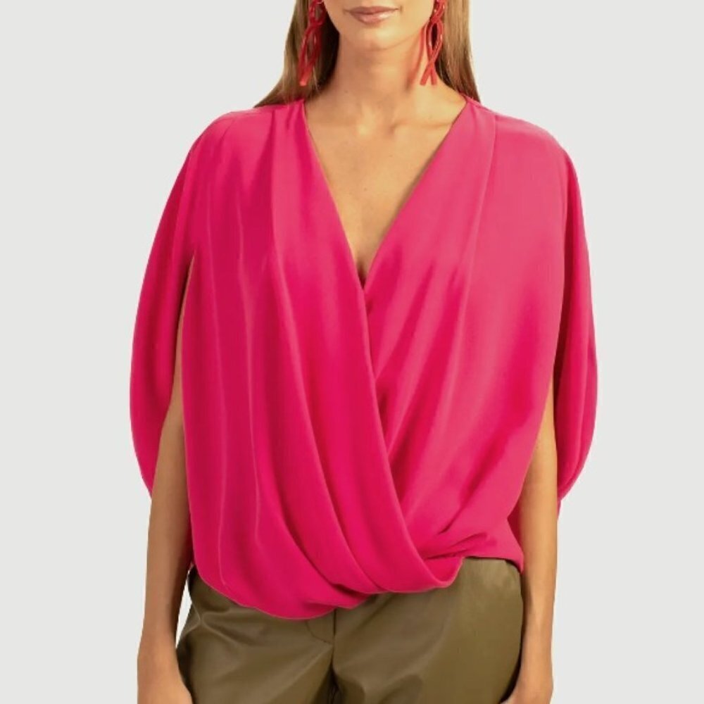 Trina Turk 'Deep Well' Surplice Neckline Crepe Top, P.S. Pink